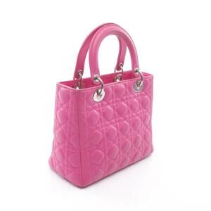Dior Pink Leather Handbag Lady Cannage
